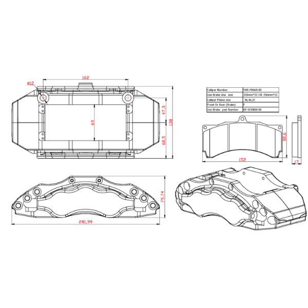 Front- Big 6-piston Caliper