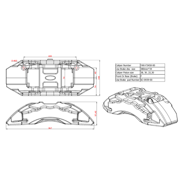 Front- Big 8-piston Caliper