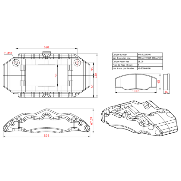 Rear BBK – Drum Version / Small 4-Piston (16